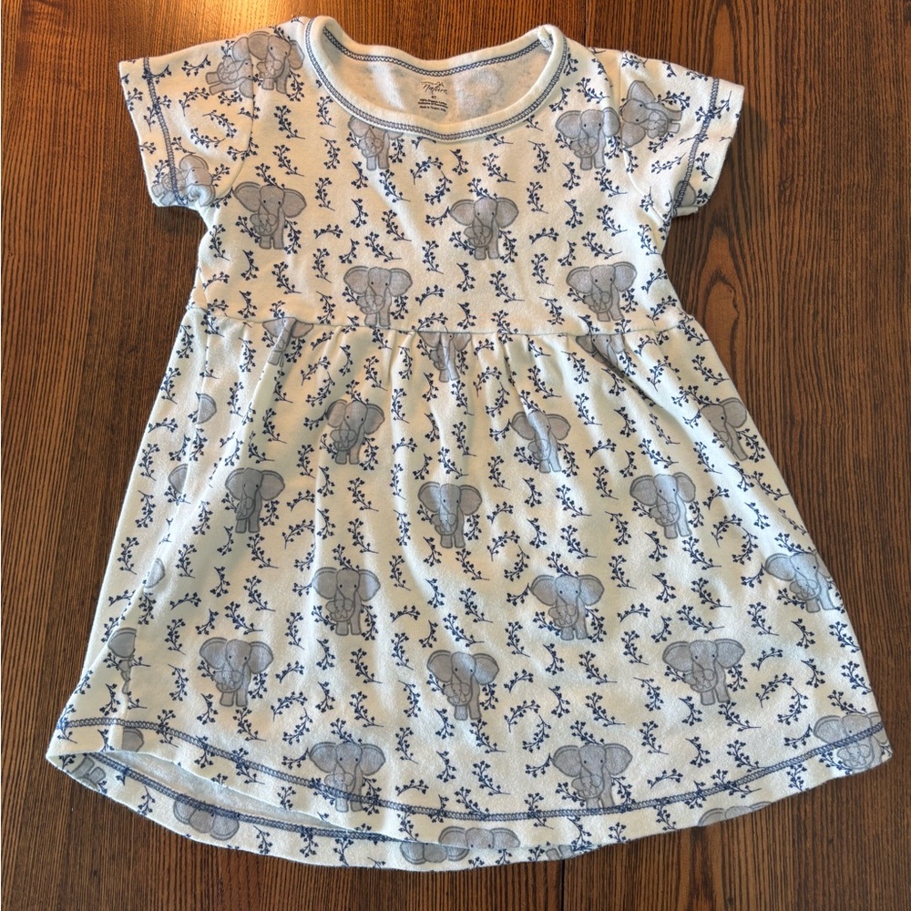 Adorable Elephant Print Organic Cotton Kids Dress
